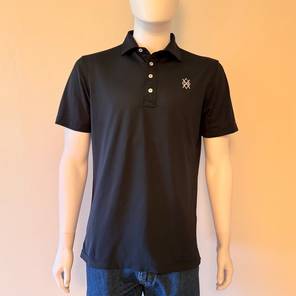 Peter Millar Crown Crafted Mens Black Performance Golf Polo Shirt Size M